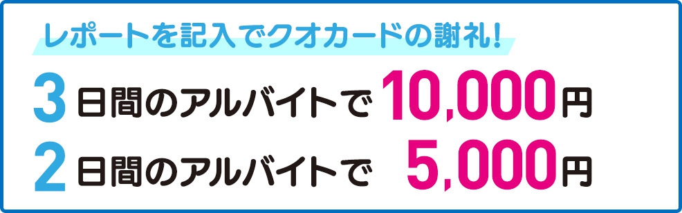 最大3日で1万円のクオカード!