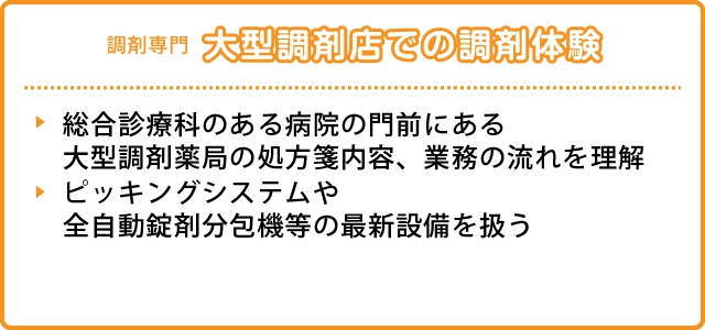 大型調剤店での調剤体験